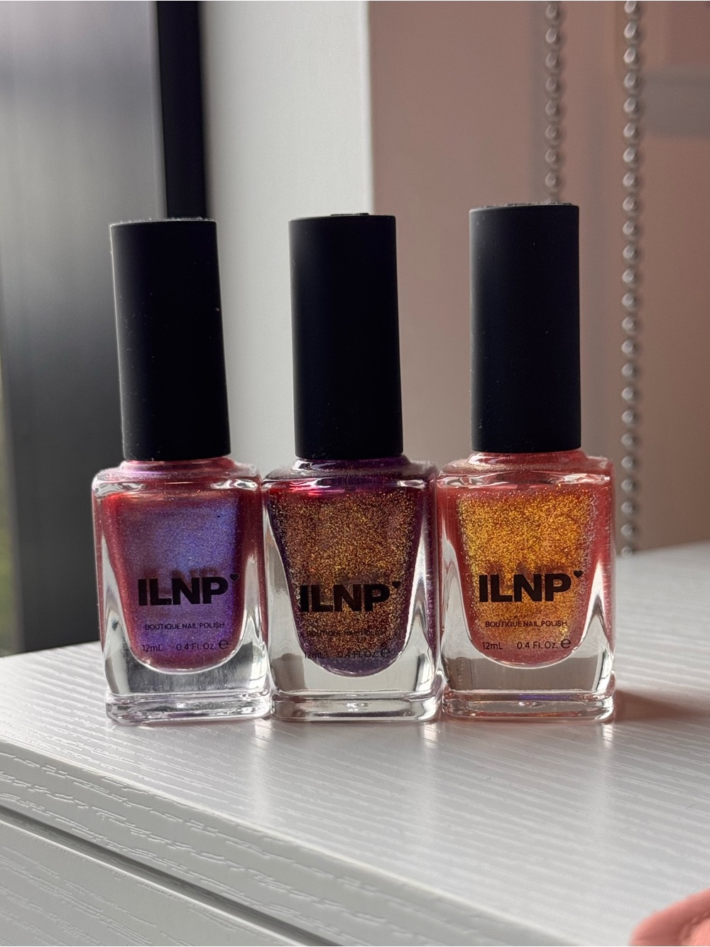 ILNP Holographic Nail Polish Trio - Glowstick, Hidden Treasure, Pink Lemonade